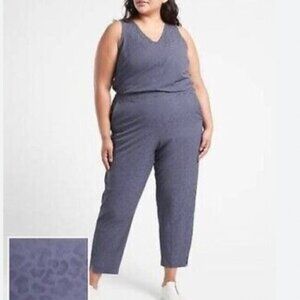 Athleta Brooklyn Jumpsuit Leopard Violet Size 18 NWT